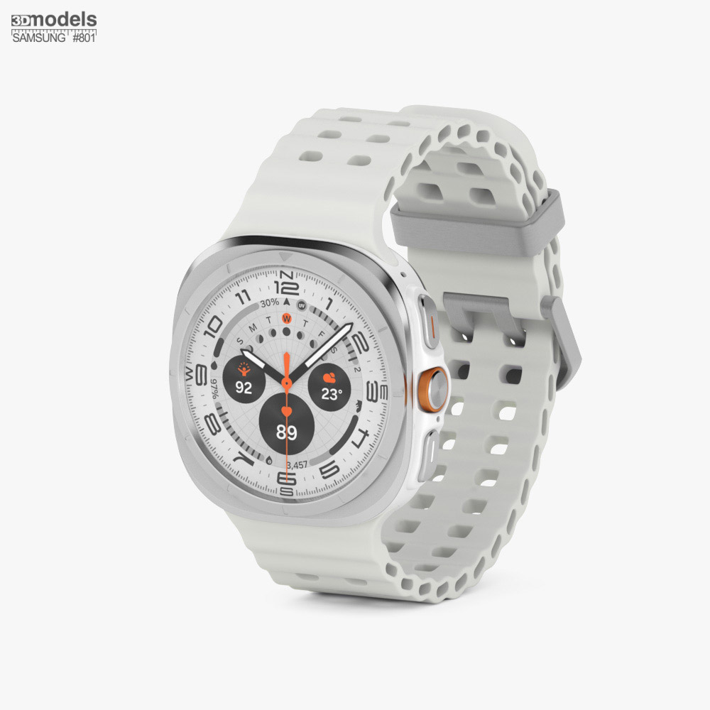 Samsung Galaxy Watch Ultra Titanium White Case Marine Band White Modelo 3d