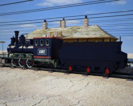 Wild West RailStation with Train 3D-Modell
