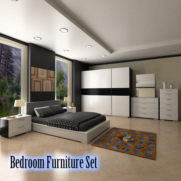 寝室用家具セット 4 3Dモデル