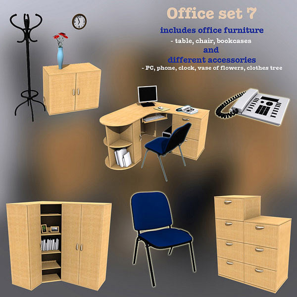 Office Set 07 Modelo 3D
