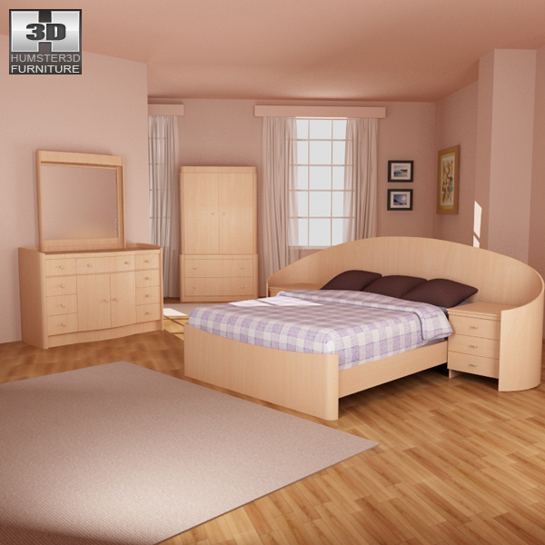 Conjunto de mobiliário de quarto 16 Modelo 3d