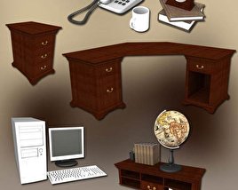 Home WorkPlace 3 Set 3D 모델 
