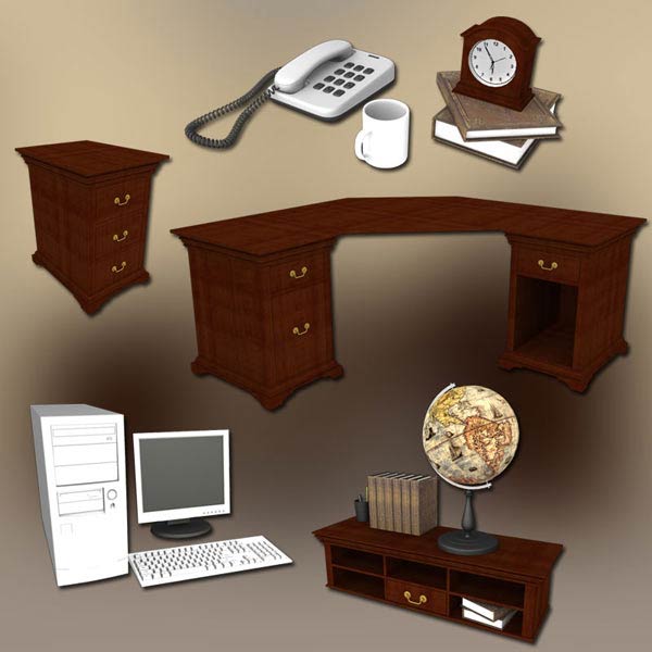 Home WorkPlace 3 Set 3d model