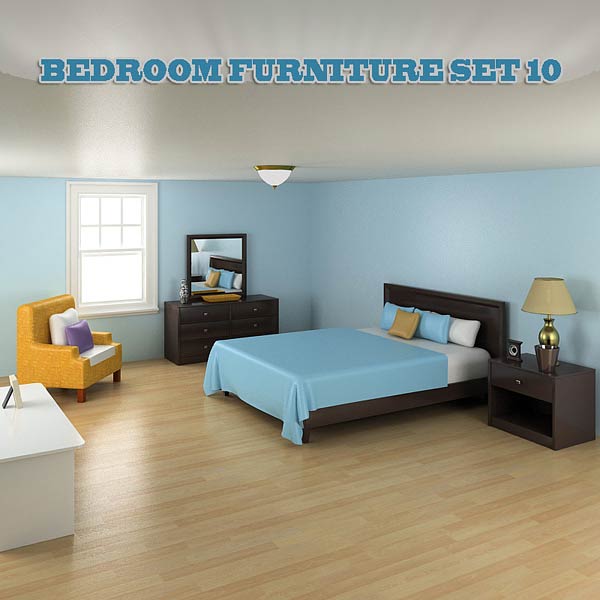 Bedroom furniture set 10 3D model