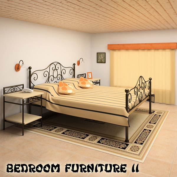 Bedroom furniture set 11 3D model