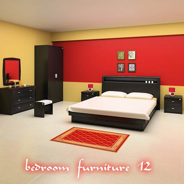 Bedroom furniture set 12 3D model