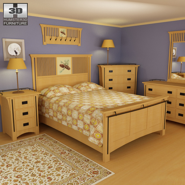 Bedroom furniture set 22 3D model