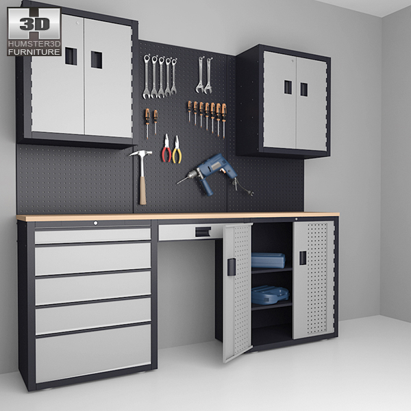 Garage 03 Set - Furniture and Tools 3D 모델 