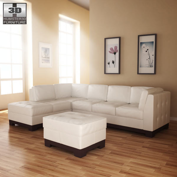 Leather Sectional sofa Set 3d model