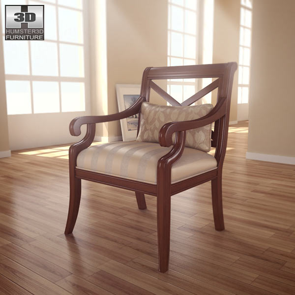 X Back Accent chair 3D 모델 