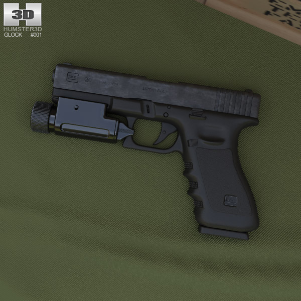 Glock 17 with Flashlight 3D model