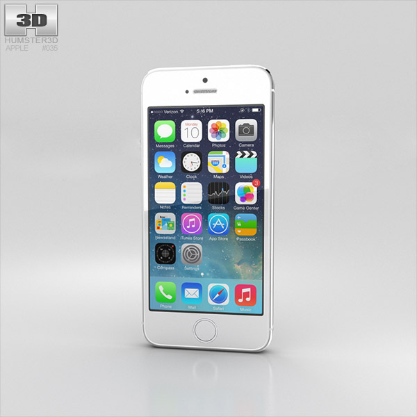 Apple iPhone 5S Silver (Weiß) 3D-Modell