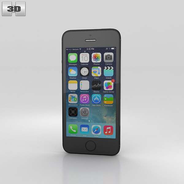 Apple iPhone 5S Space Gray (黑色的) 3D模型