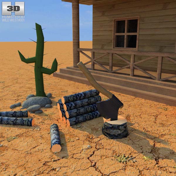 Wild West RailStation House 01 Set Modello 3D