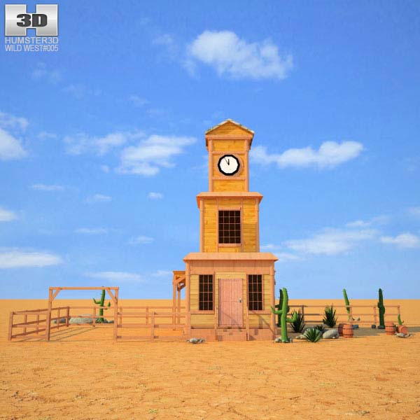 Wild West RailStation Tower 04 Set Modello 3D