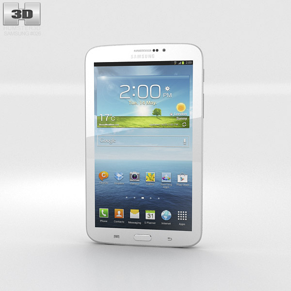 Samsung Galaxy Tab 3G 3 7-inch Blanco Modelo 3D