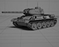 T-34-85 3d model wire render