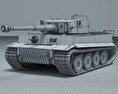 Танк Тигр 3D модель wire render