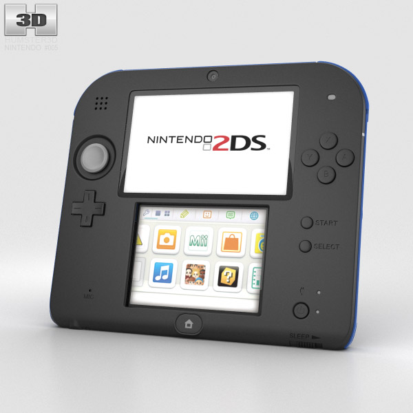 Nintendo 2DS Schwarz + Blue 3D-Modell
