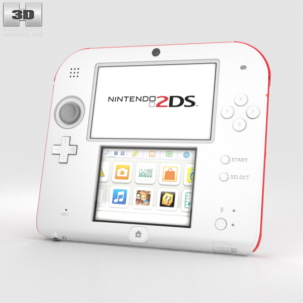 Nintendo 2DS Blanc + Red Modèle 3D