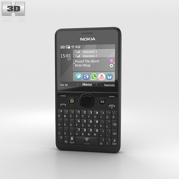 Nokia Asha 210 黑色的 3D模型