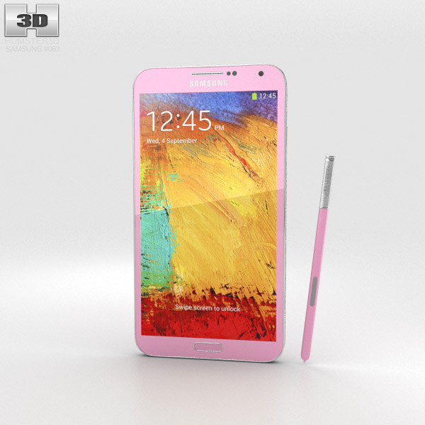 Samsung Galaxy Note 3 Pink 3Dモデル