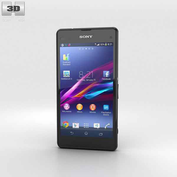 Sony Xperia Z1 Compact 黒 3Dモデル