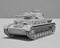 四號坦克 3D模型 clay render
