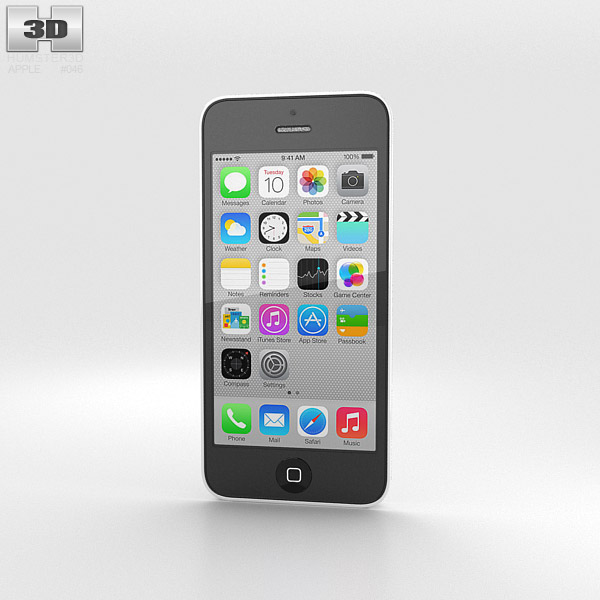 Apple iPhone 5C 白色的 3D模型