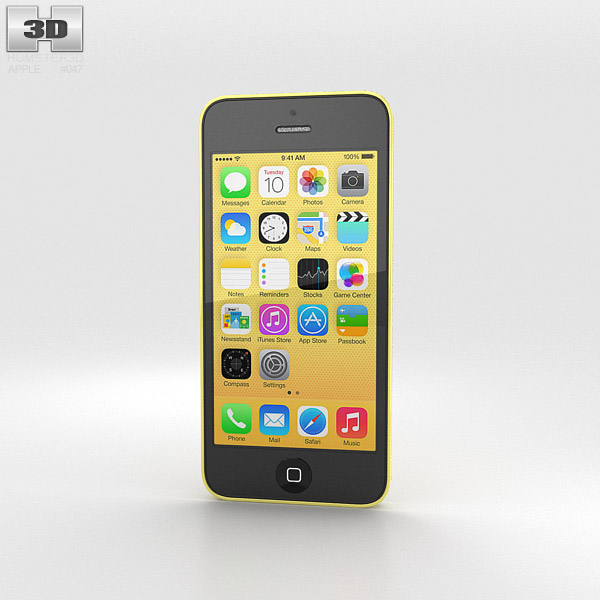 Apple iPhone 5C Jaune Modèle 3D