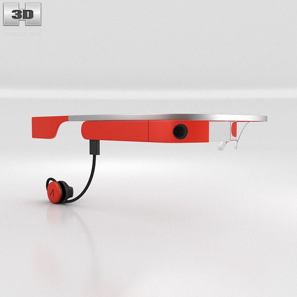 Google Glass with Mono Earbud Tangerine 3D model