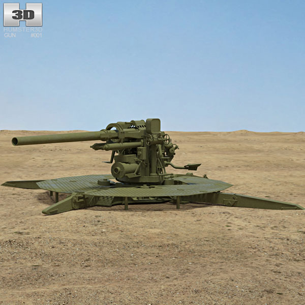 90 mm M1 Modello 3D