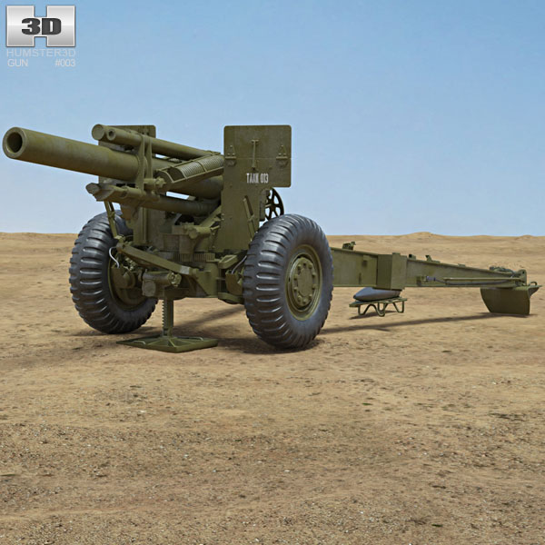 155 mm M114 Modello 3D