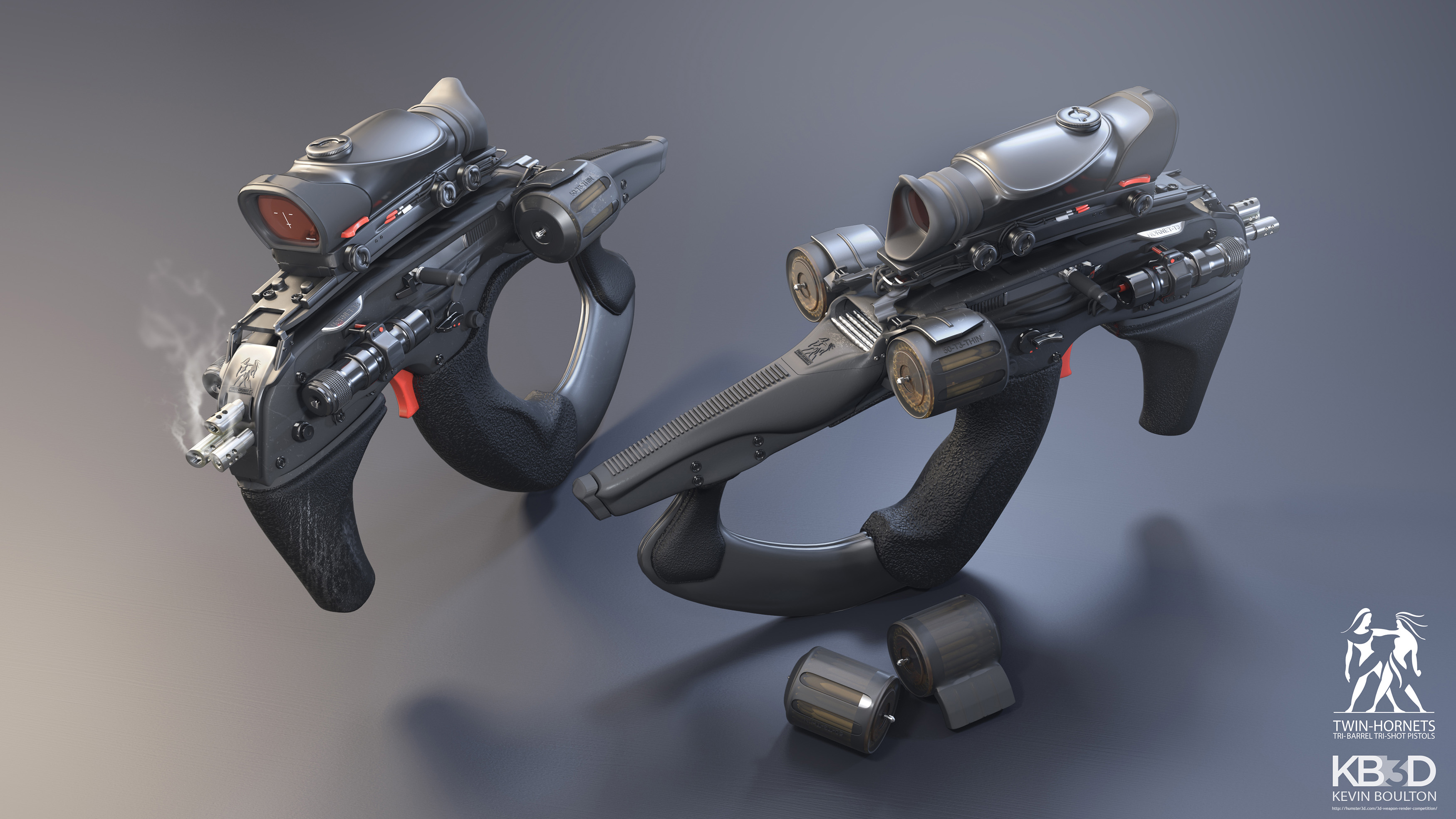 Twin Tri-Shot Hornet Pistols 3d art