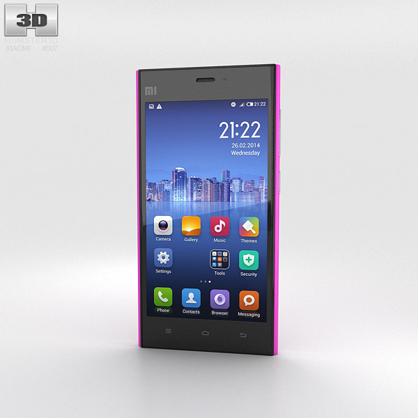 Xiaomi MI-3 Pink 3D-Modell