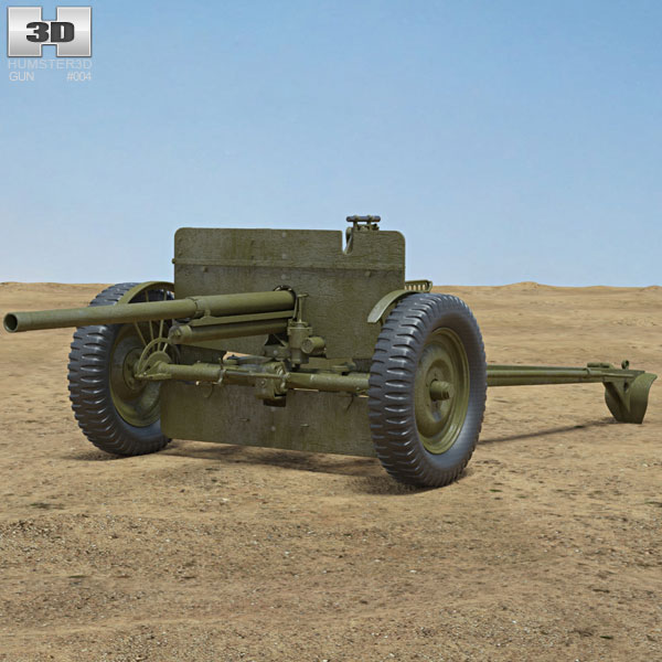 37 mm Gun M3 Modelo 3d