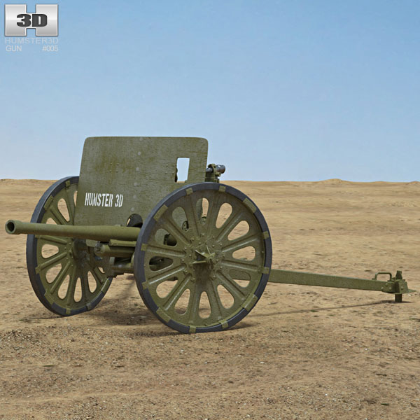 Type 1 37 mm Anti-Tank Gun Modelo 3d