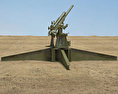 Type 3 80 mm Anti-aircraft Gun 3D-Modell Rückansicht