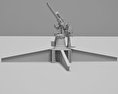 Type 3 80 mm Anti-aircraft Gun 3D-Modell clay render