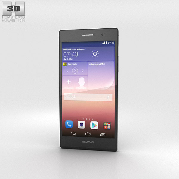 Huawei Ascend P7 黒 3Dモデル