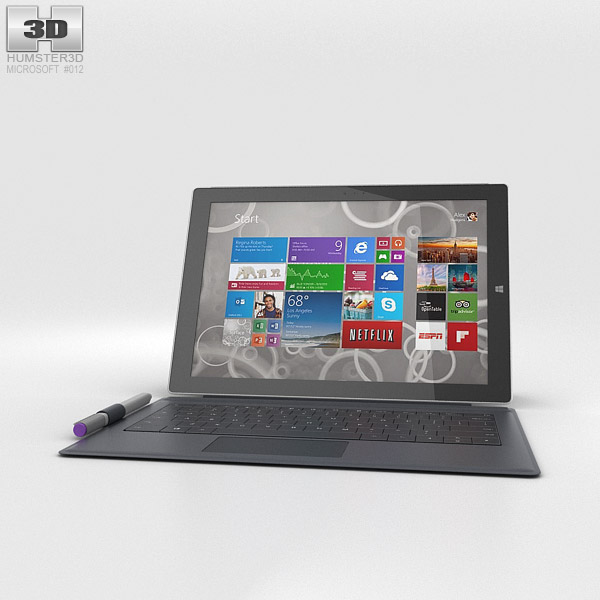 Microsoft Surface Pro 3 Gray Cover 3D model