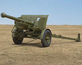 Type 90 75 mm Field Gun Modelo 3d