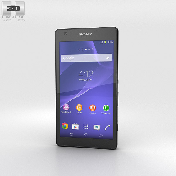 Sony Xperia Z2a 黒 3Dモデル