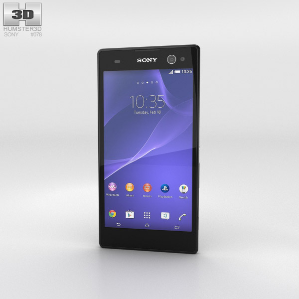 Sony Xperia C3 黒 3Dモデル