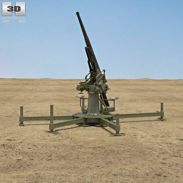 八八式七糎野戦高射砲 3Dモデル
