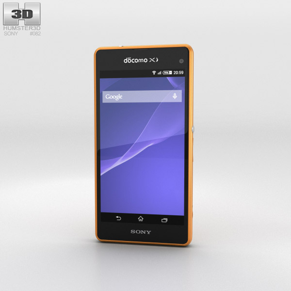 Sony Xperia A2 SO-04F Jaune Modèle 3D