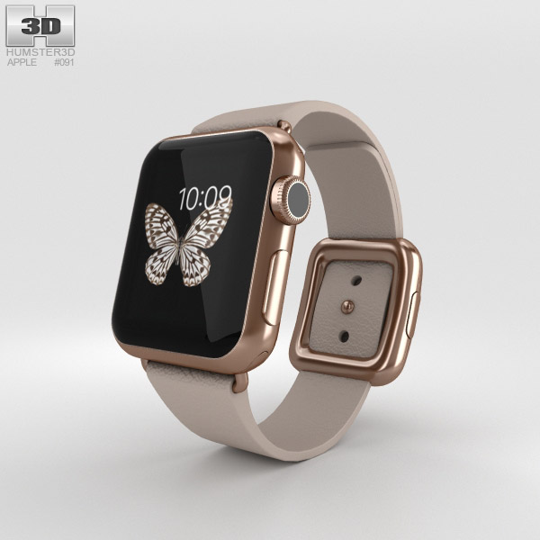 Apple Watch Edition 38mm Rose Gold Case Gray Modern Buckle 3D 모델 