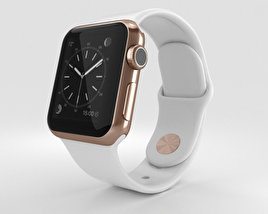 Apple Watch Edition 38mm Rose Gold Case White Sport Band 3D model