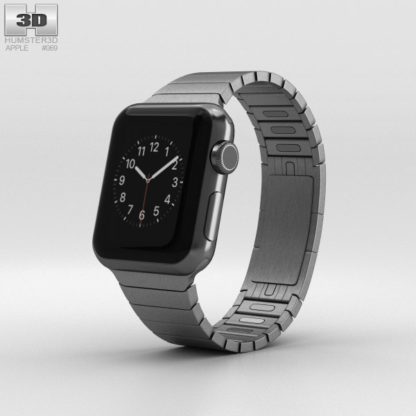 Apple Watch 38mm Black Stainless Steel Case Link Bracelet 3D model