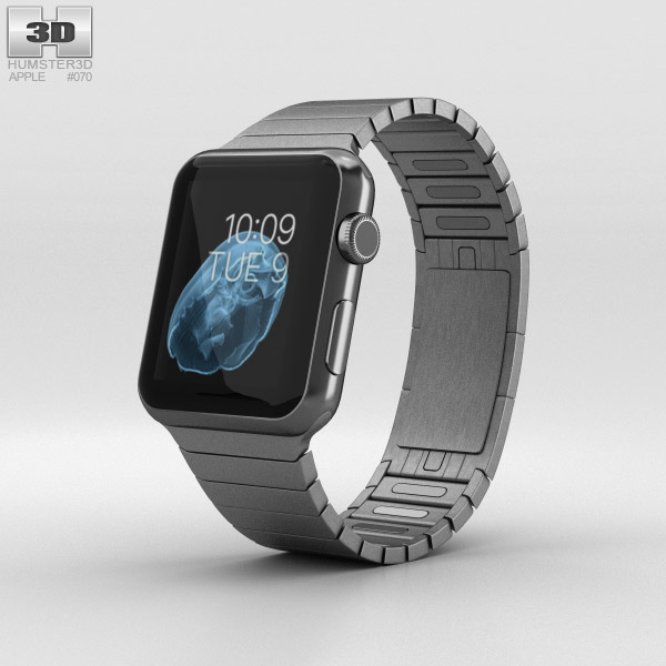 Apple Watch 42mm Black Stainless Steel Case Link Bracelet 3D-Modell